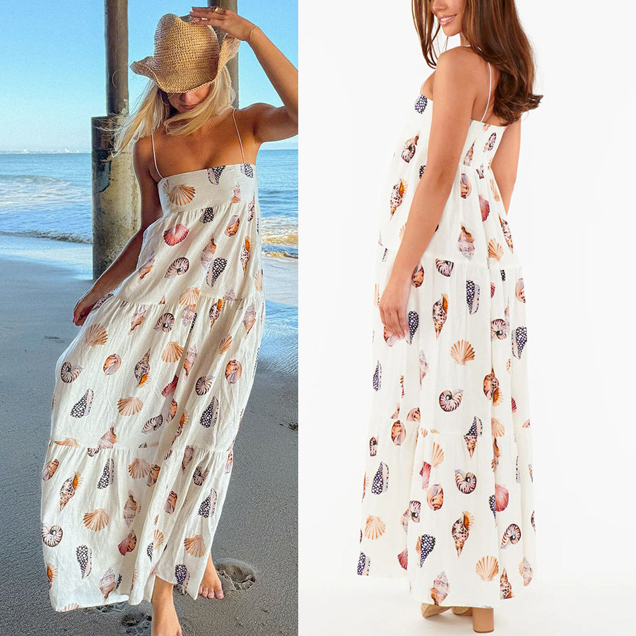 Spaghetti-strap Floral Print Layered Dress Women