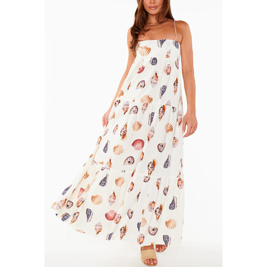 Spaghetti-strap Floral Print Layered Dress Women