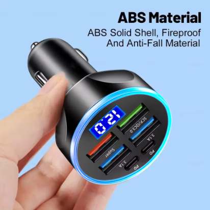 66-250W PD Car Charger QC3.0 Fast Charge One to Six Car Cigarette Lighter Plug Car Charger