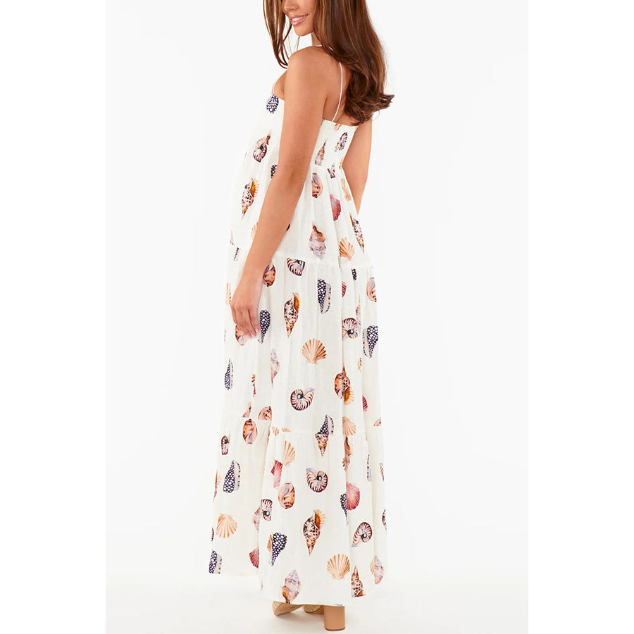 Spaghetti-strap Floral Print Layered Dress Women