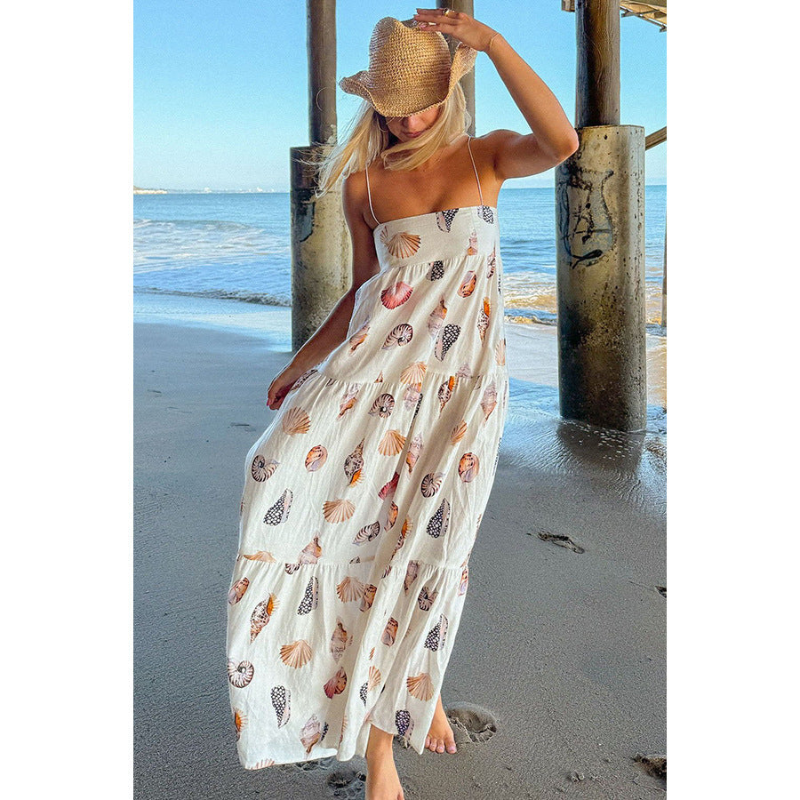 Spaghetti-strap Floral Print Layered Dress Women