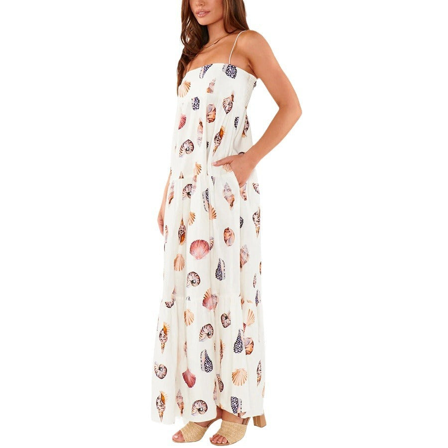 Spaghetti-strap Floral Print Layered Dress Women