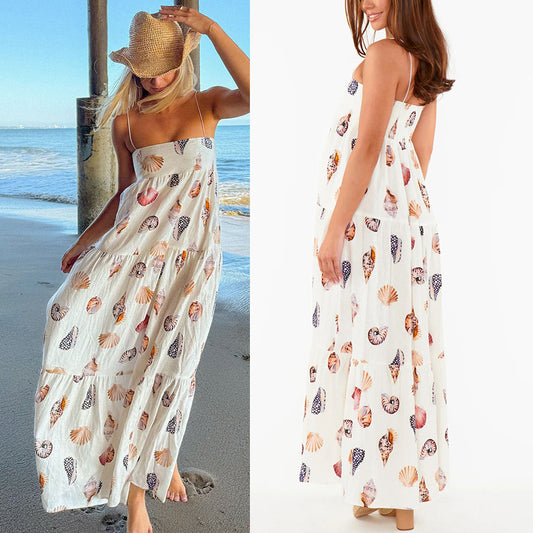 Spaghetti-strap Floral Print Layered Dress Women